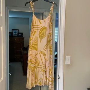 Pale blush and palm print midi